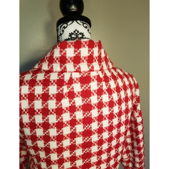 Rafaella Red White Houndstooth Women's Blazer Sz S - Picture 4 of 5